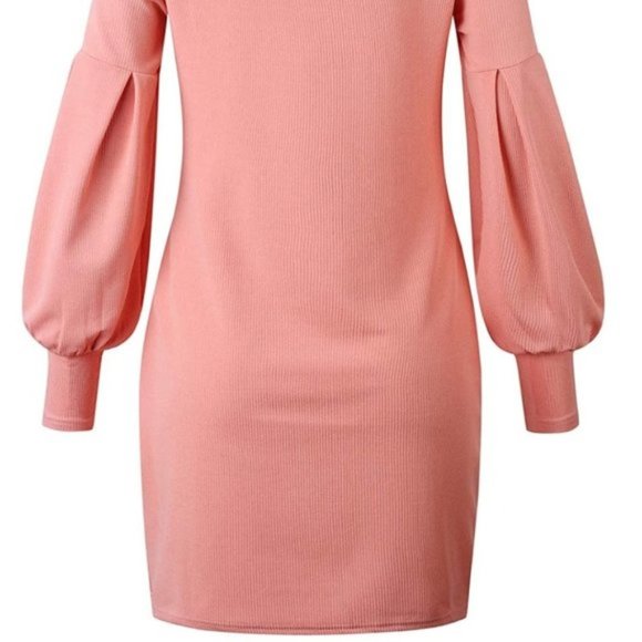NWT Baby Pink Knit Mockneck Puff Sleeve Dress - Picture 4 of 4